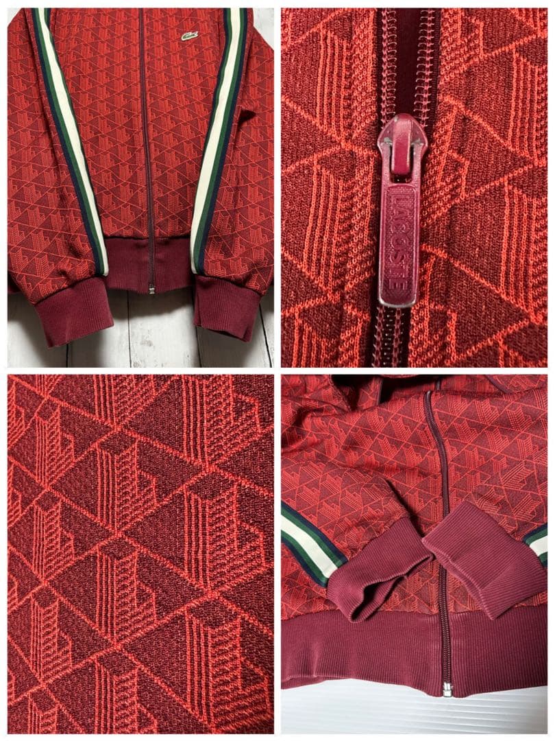 【ラコステ☆モノグラム】トラックジャケット☆セットアップ☆ジャガード☆L〜XL赤