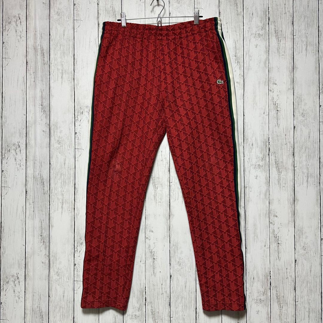 【ラコステ☆モノグラム】トラックジャケット☆セットアップ☆ジャガード☆L〜XL赤