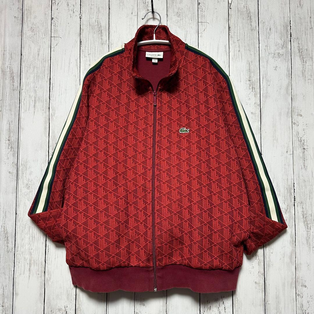 【ラコステ☆モノグラム】トラックジャケット☆セットアップ☆ジャガード☆L〜XL赤