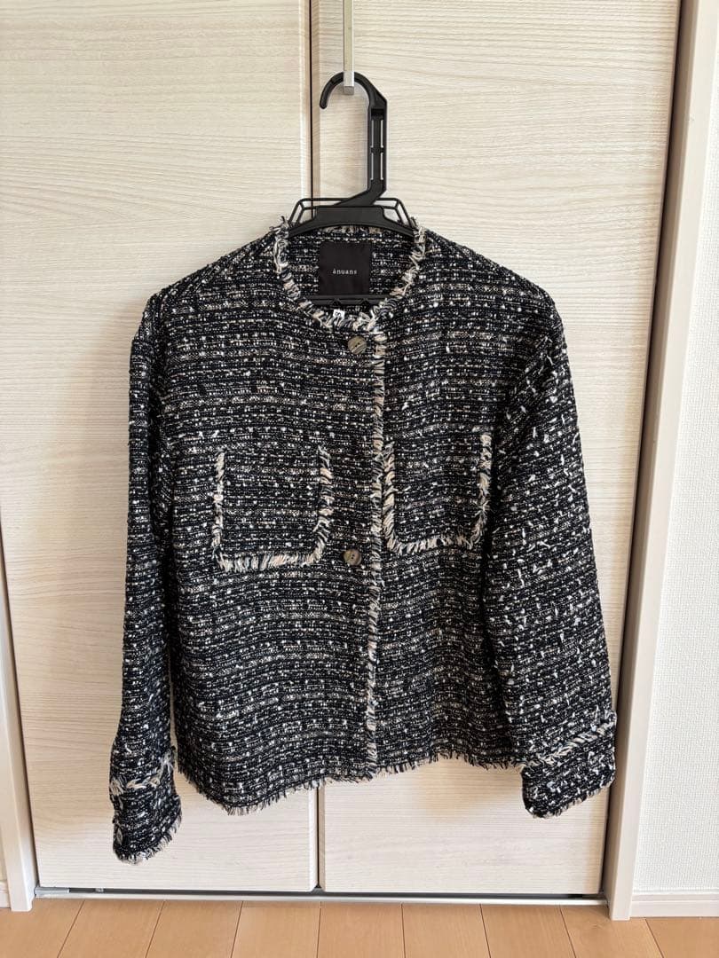 anuans オリジナルツイードノーカラージャケット