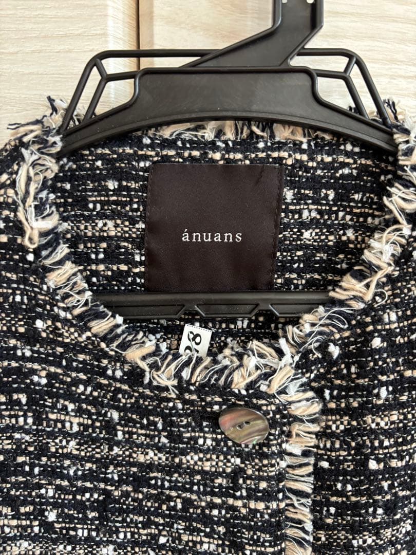 anuans オリジナルツイードノーカラージャケット