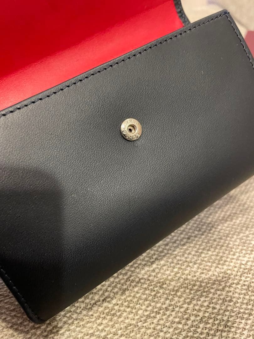 美品Whitehouse Cox 三つ折り財布 ネイビー/レッド