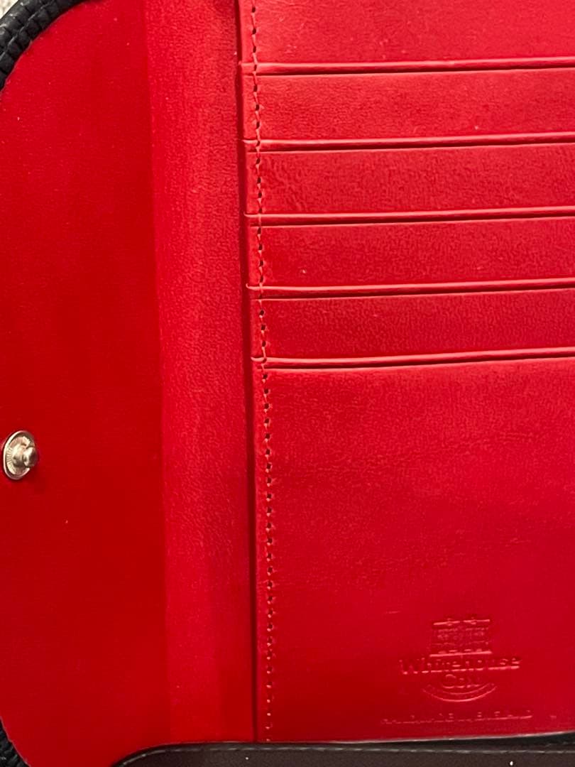 美品Whitehouse Cox 三つ折り財布 ネイビー/レッド