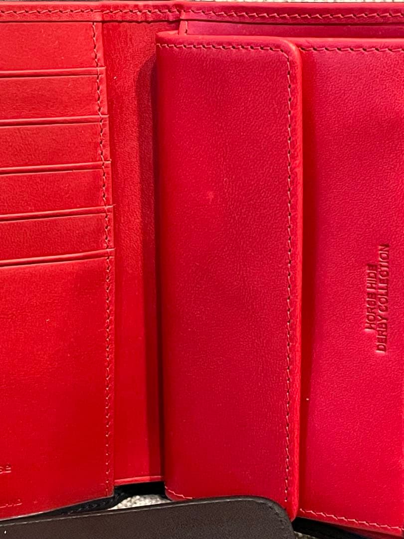 美品Whitehouse Cox 三つ折り財布 ネイビー/レッド