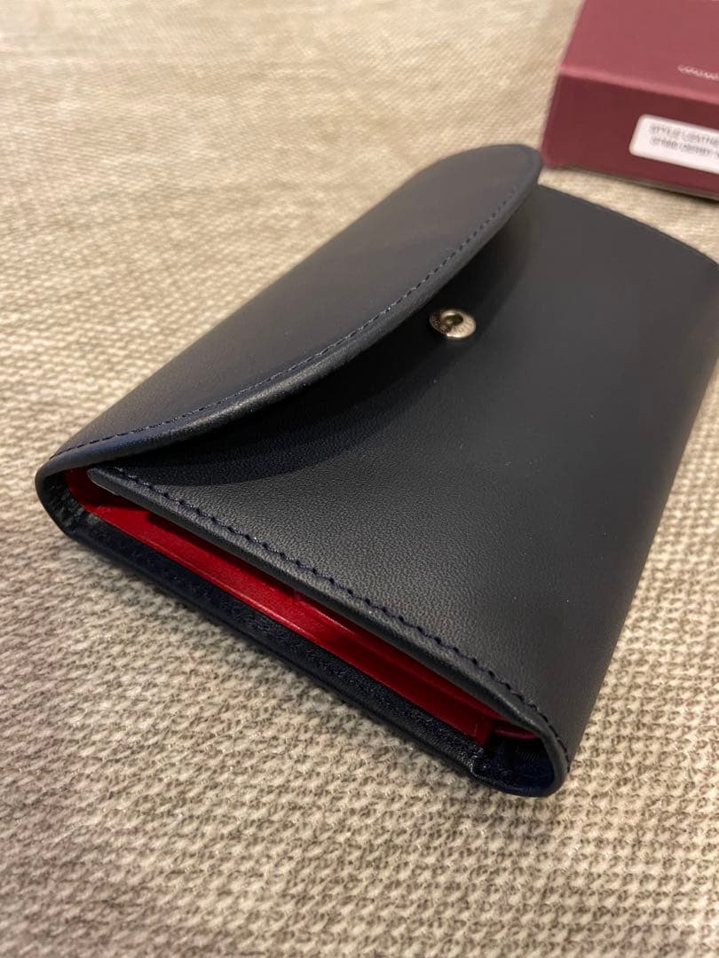 美品Whitehouse Cox 三つ折り財布 ネイビー/レッド