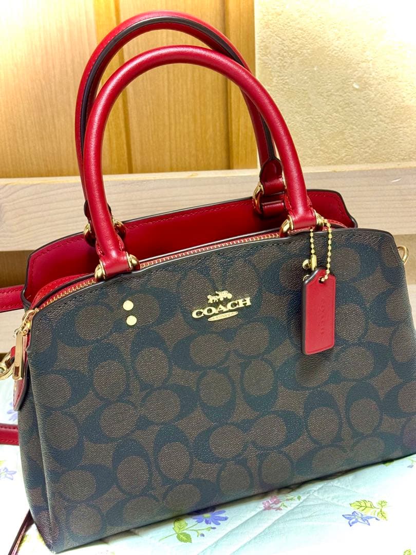 【美品】COACH ショルダーバッグ ブラウン/レッド