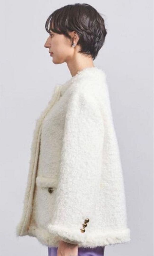 妻私物 UNITED ARROWS シャギーツイードジャケット 白 サイズ36