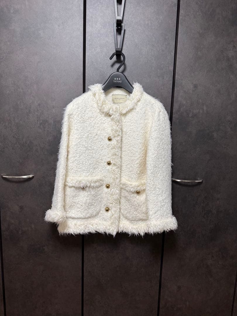妻私物 UNITED ARROWS シャギーツイードジャケット 白 サイズ36