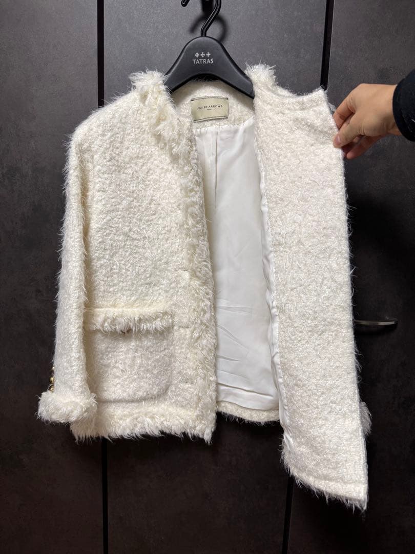 妻私物 UNITED ARROWS シャギーツイードジャケット 白 サイズ36