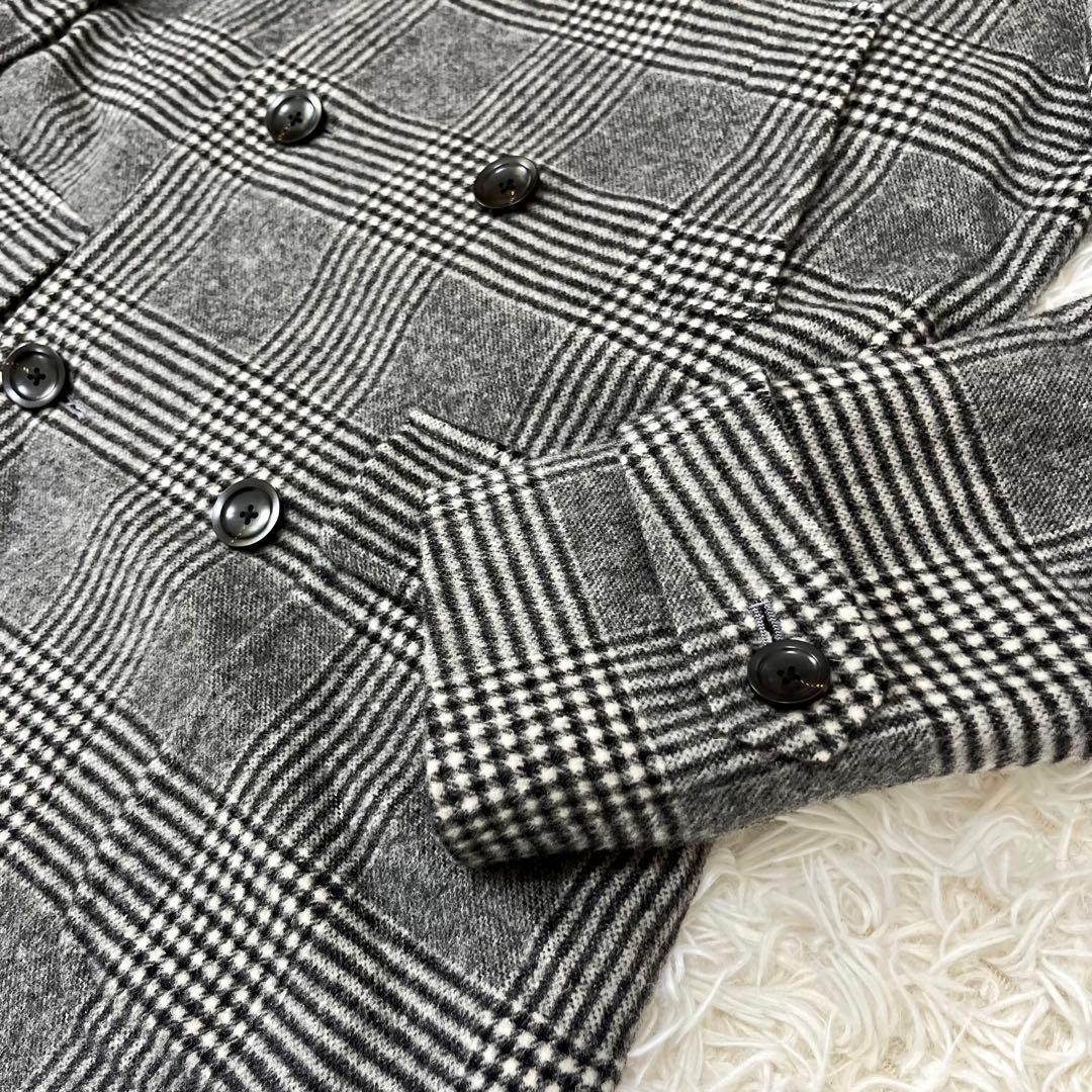 【y2様美品 アンゴラカシミヤ】麻布テーラー チェック ダブル チェスターコート