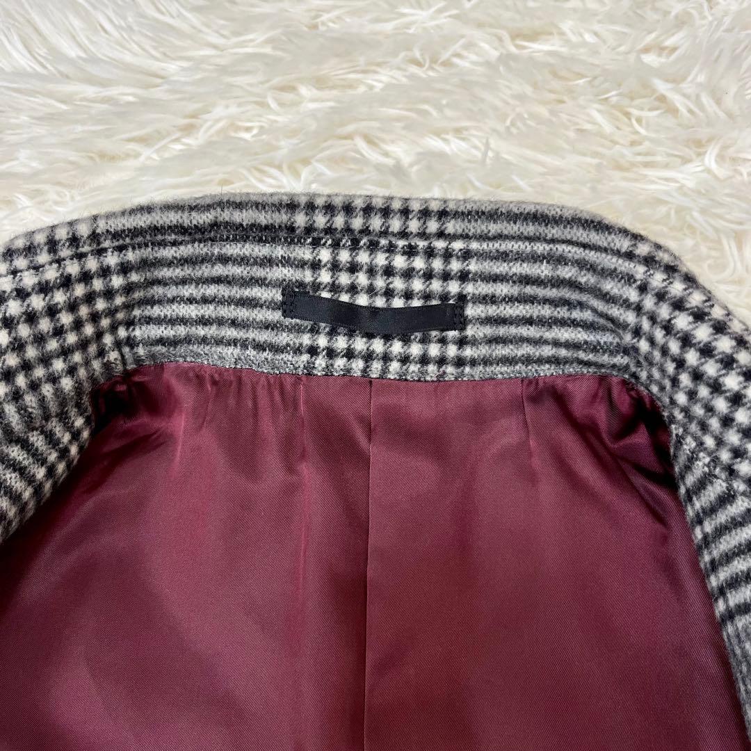 【y2様美品 アンゴラカシミヤ】麻布テーラー チェック ダブル チェスターコート