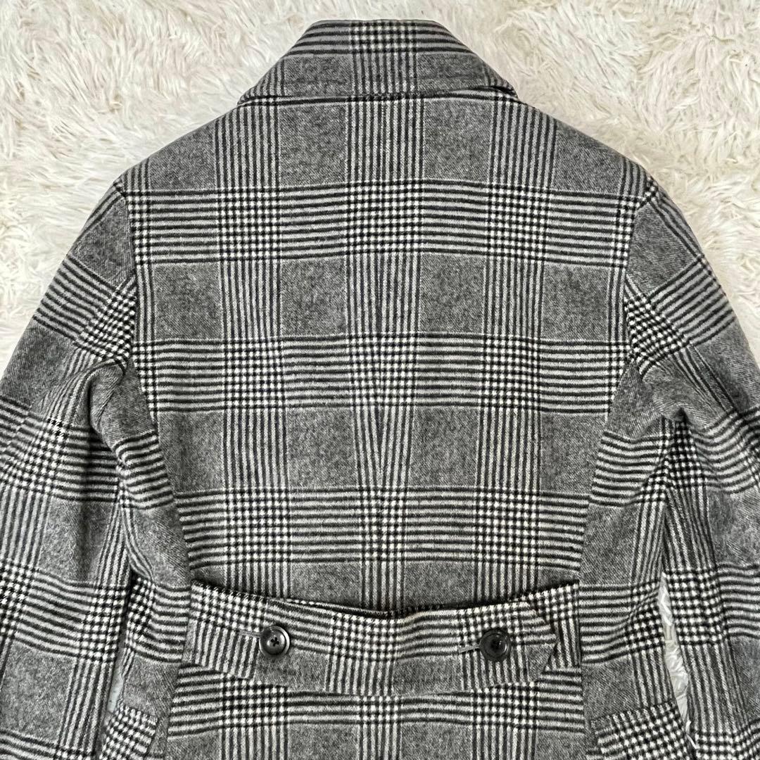 【y2様美品 アンゴラカシミヤ】麻布テーラー チェック ダブル チェスターコート