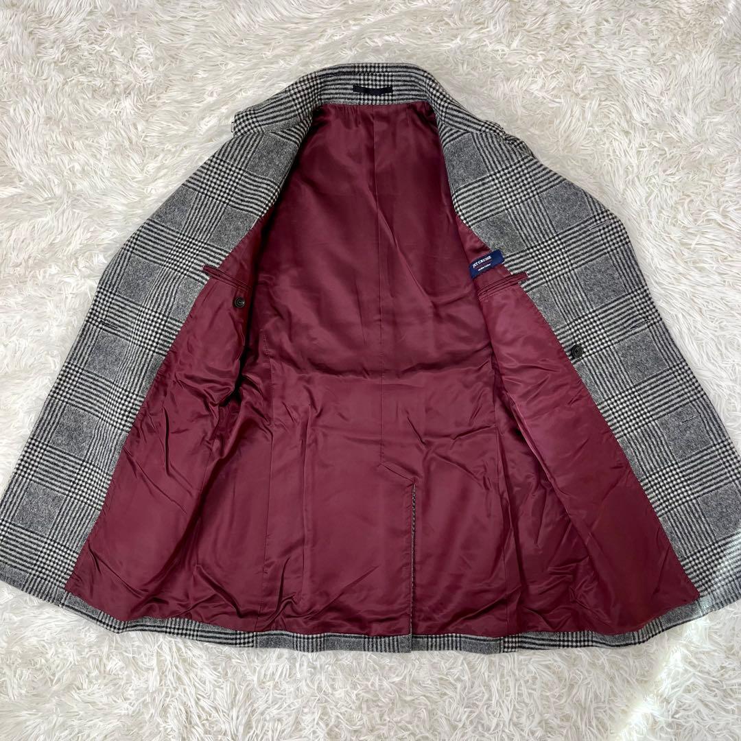 【y2様美品 アンゴラカシミヤ】麻布テーラー チェック ダブル チェスターコート