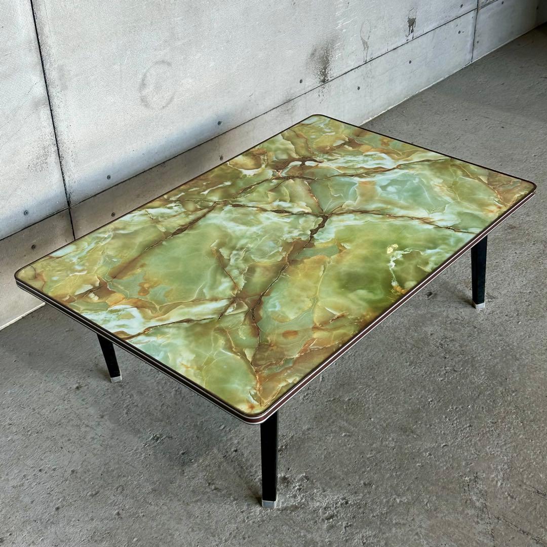 ♢♦︎70s♦︎♢ 昭和レトロ 大型 大理石調 折りたたみちゃぶ台　昭和浪漫