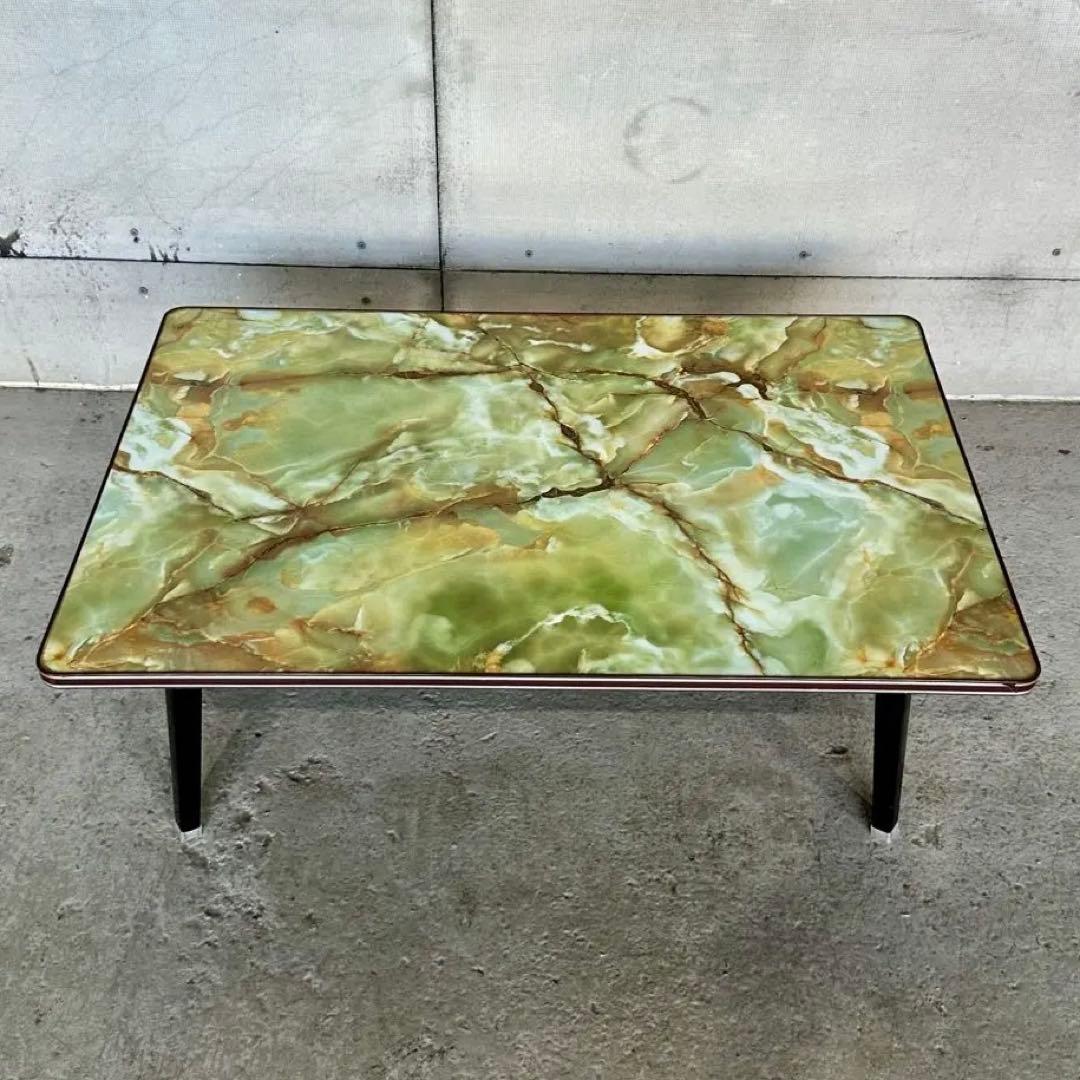 ♢♦︎70s♦︎♢ 昭和レトロ 大型 大理石調 折りたたみちゃぶ台　昭和浪漫