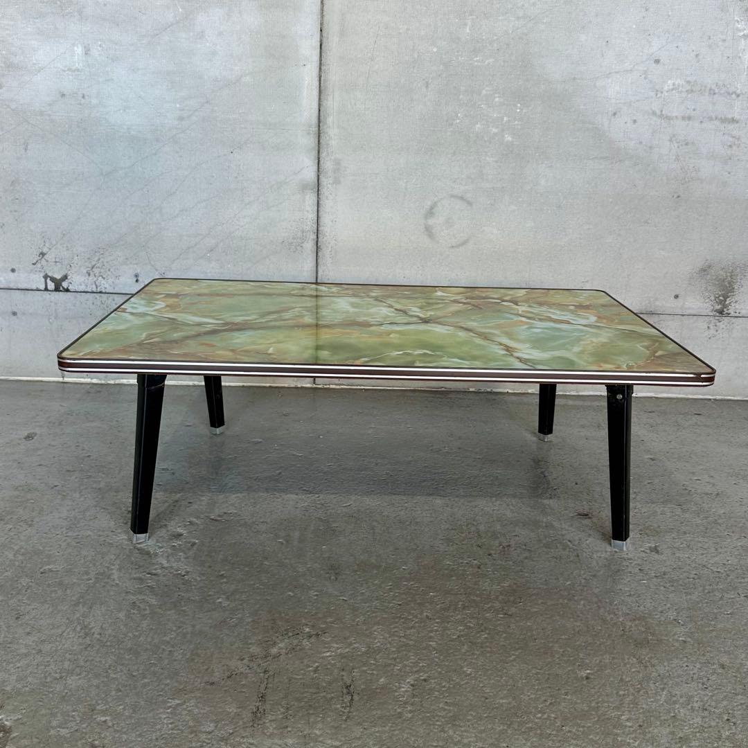 ♢♦︎70s♦︎♢ 昭和レトロ 大型 大理石調 折りたたみちゃぶ台　昭和浪漫