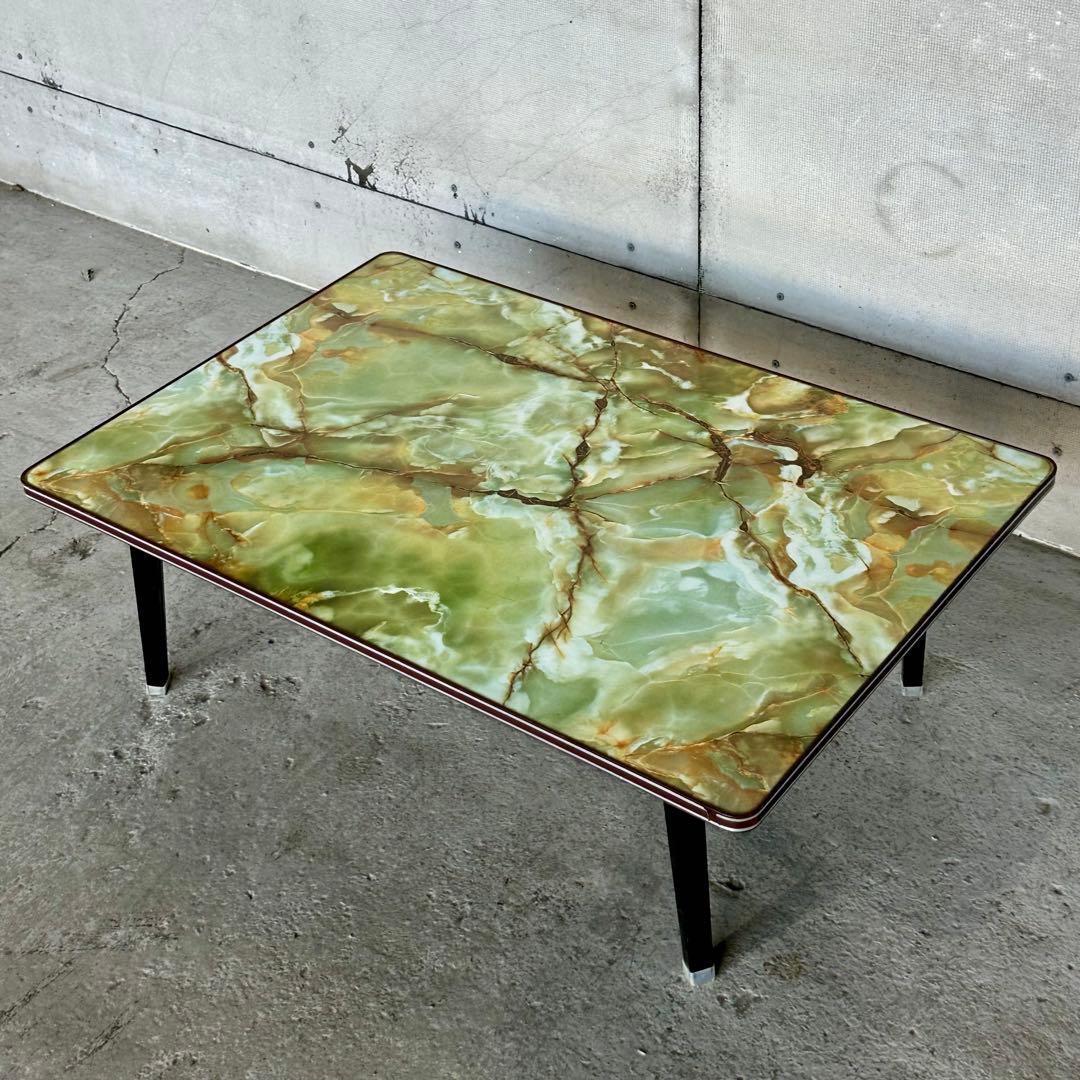 ♢♦︎70s♦︎♢ 昭和レトロ 大型 大理石調 折りたたみちゃぶ台　昭和浪漫