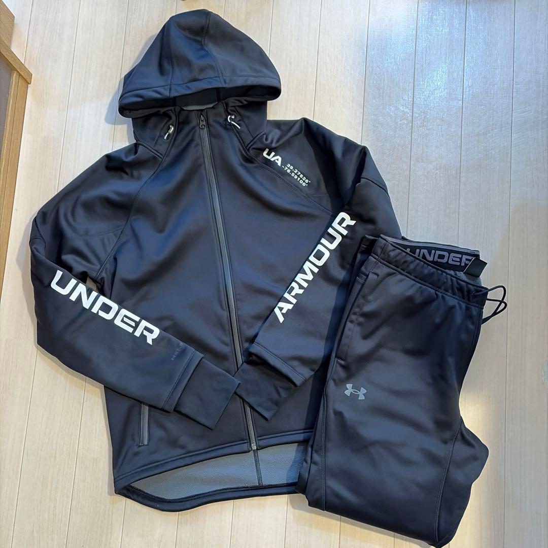 アンダーアーマー ジャージ 上下 メンズ 黒 L XL セットアップ