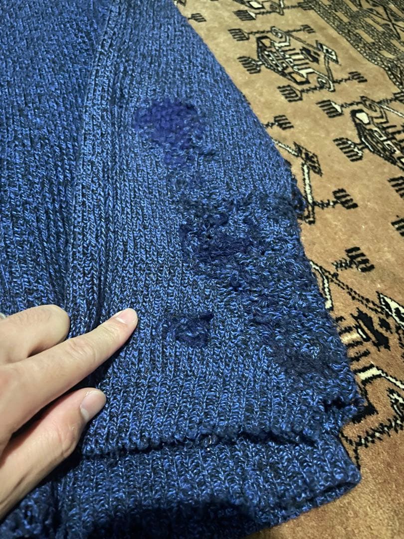 1960-70s フランス　ビンテージ　ニットジャケット　ダメージ　襤褸