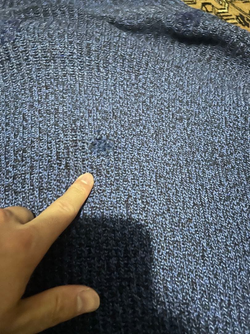 1960-70s フランス　ビンテージ　ニットジャケット　ダメージ　襤褸