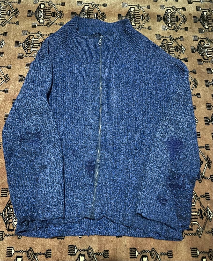 1960-70s フランス　ビンテージ　ニットジャケット　ダメージ　襤褸