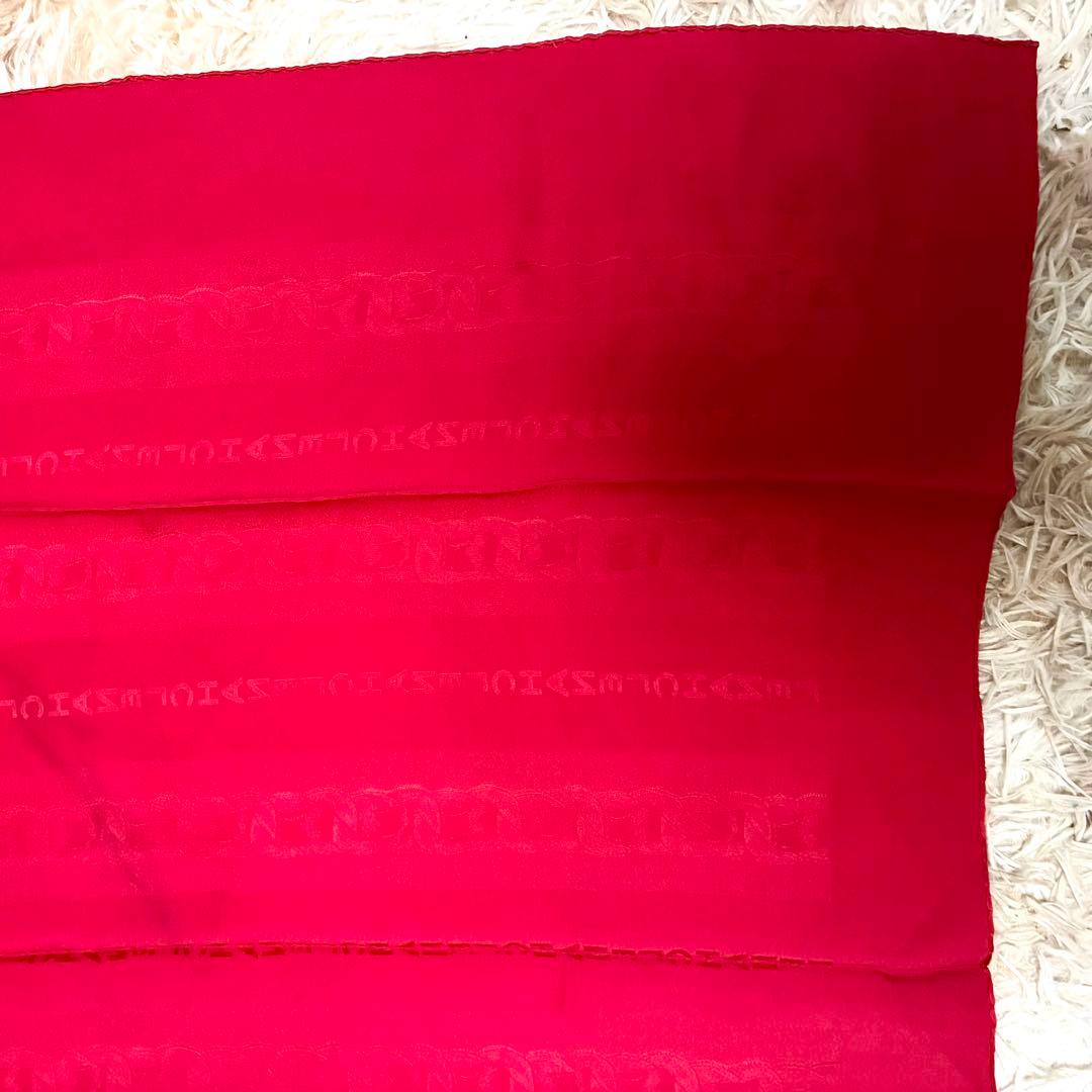 シャネル　シルク　スカーフ　ロゴ　89cm 赤