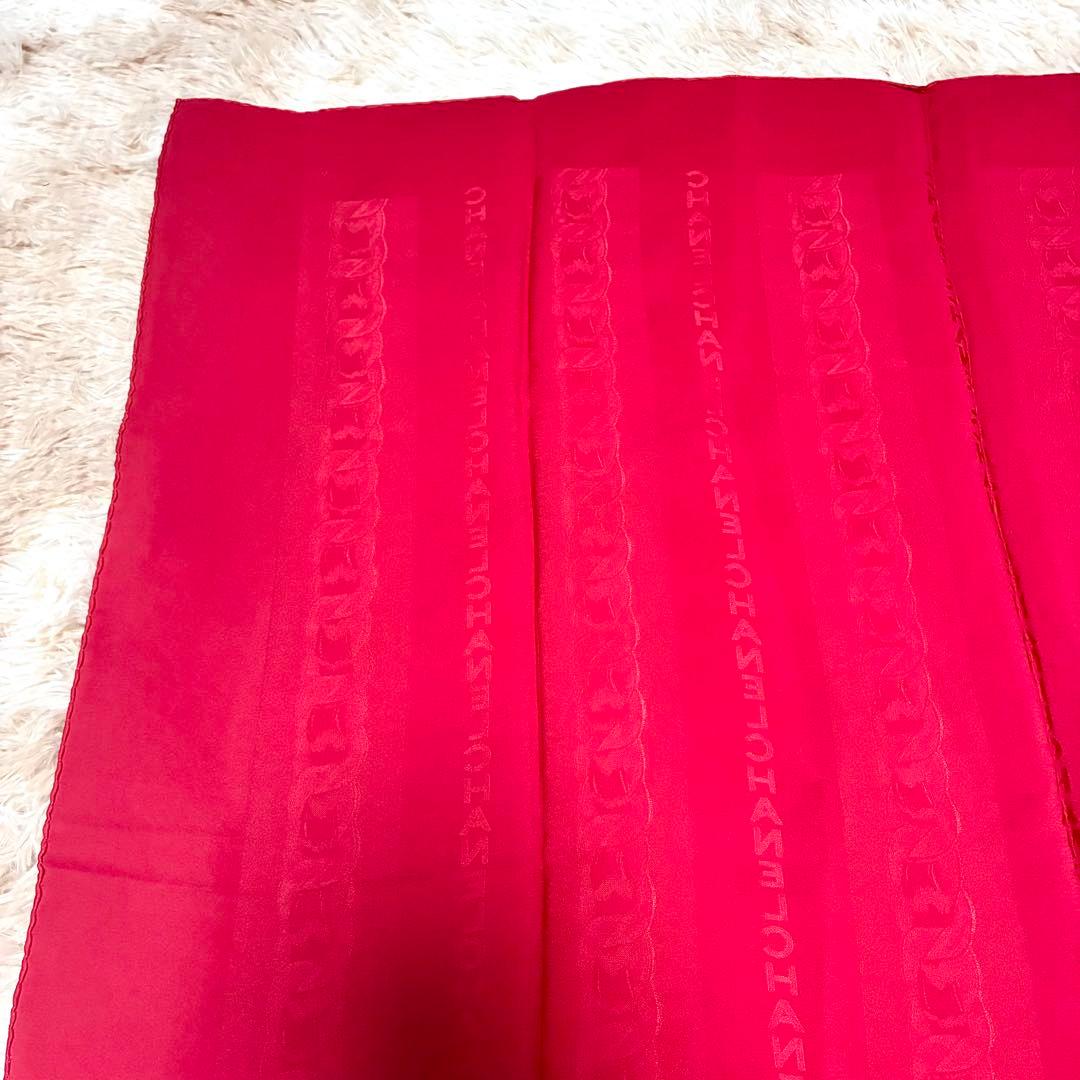 シャネル　シルク　スカーフ　ロゴ　89cm 赤