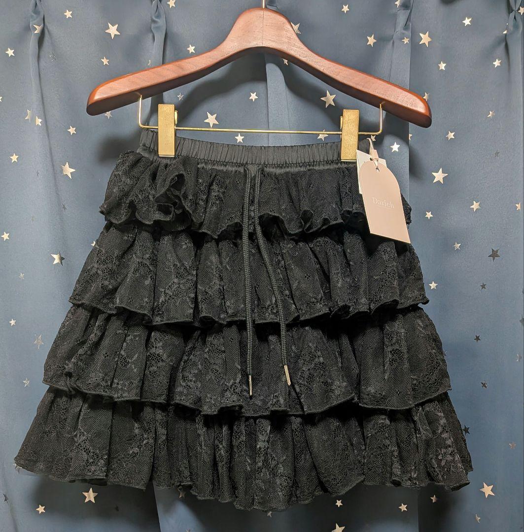 Darich ダーリッチ ボリュームレースミニスカート Free-L