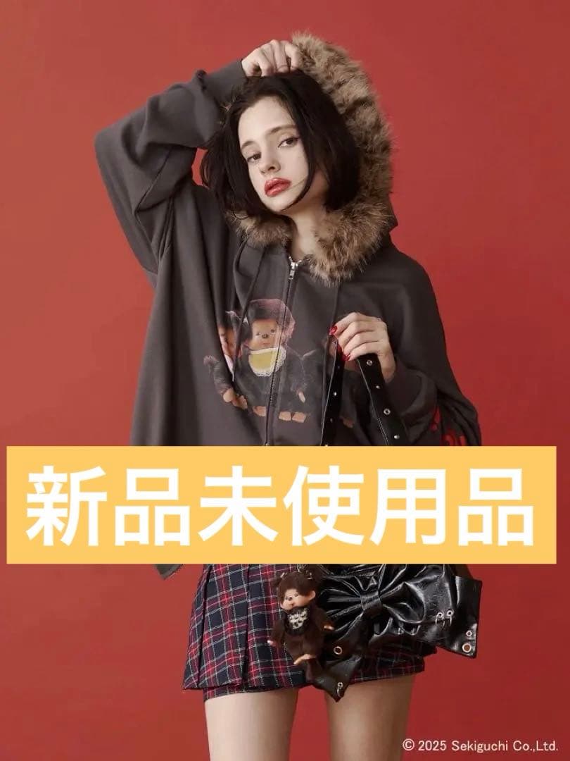 monchhichi×jouetie ファードッキングZIPフーディ ブラック