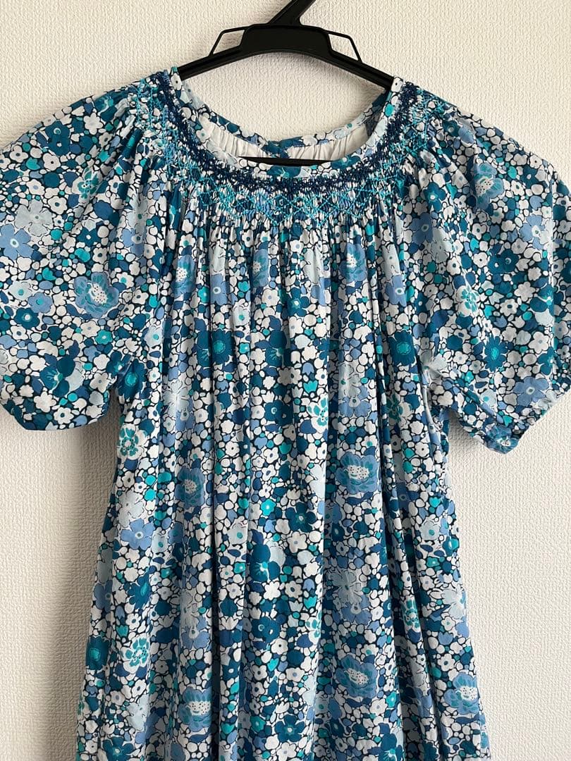 極美品⬛︎ジャカディJacadi青系花柄リバティ半袖ワンピース 150cm 12A