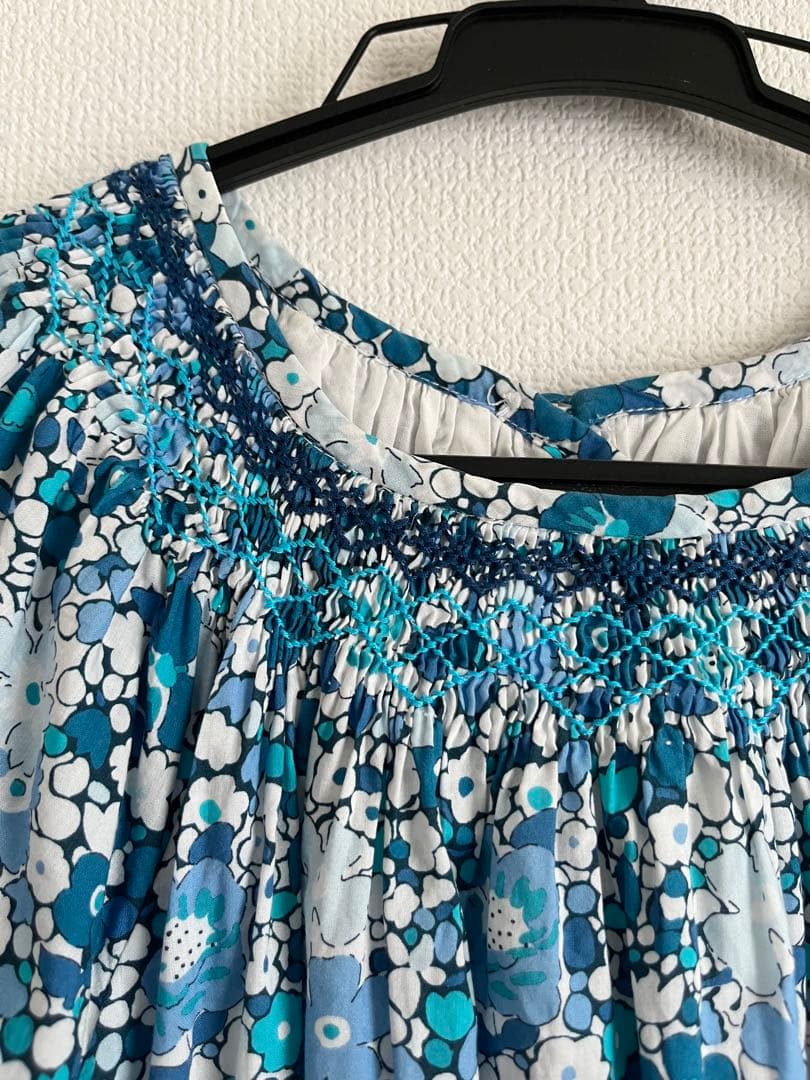 極美品⬛︎ジャカディJacadi青系花柄リバティ半袖ワンピース 150cm 12A