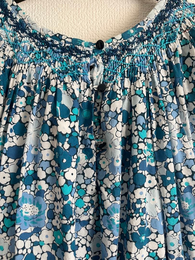 極美品⬛︎ジャカディJacadi青系花柄リバティ半袖ワンピース 150cm 12A