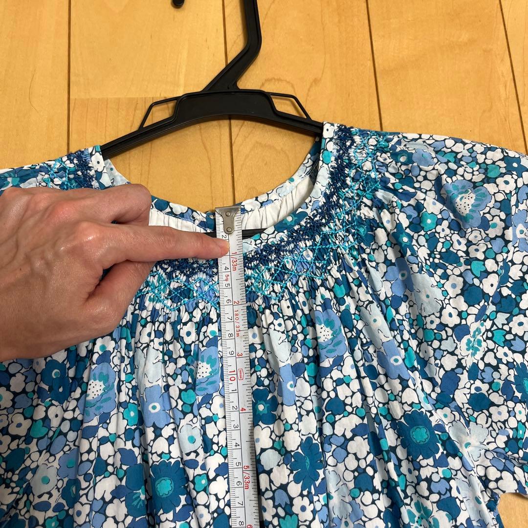 極美品⬛︎ジャカディJacadi青系花柄リバティ半袖ワンピース 150cm 12A