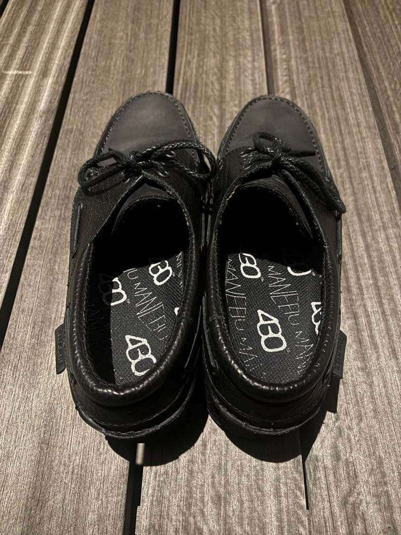 MANEBU FOURTHIRTY ブラック モカシンシューズ レザー