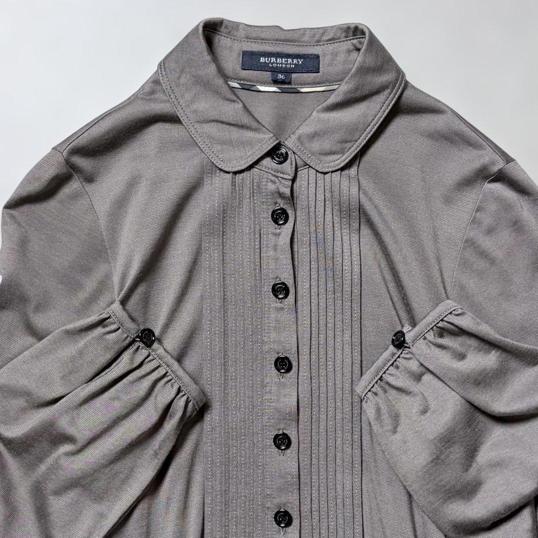 バーバリーロンドン ワンピース シルク混 胸タック