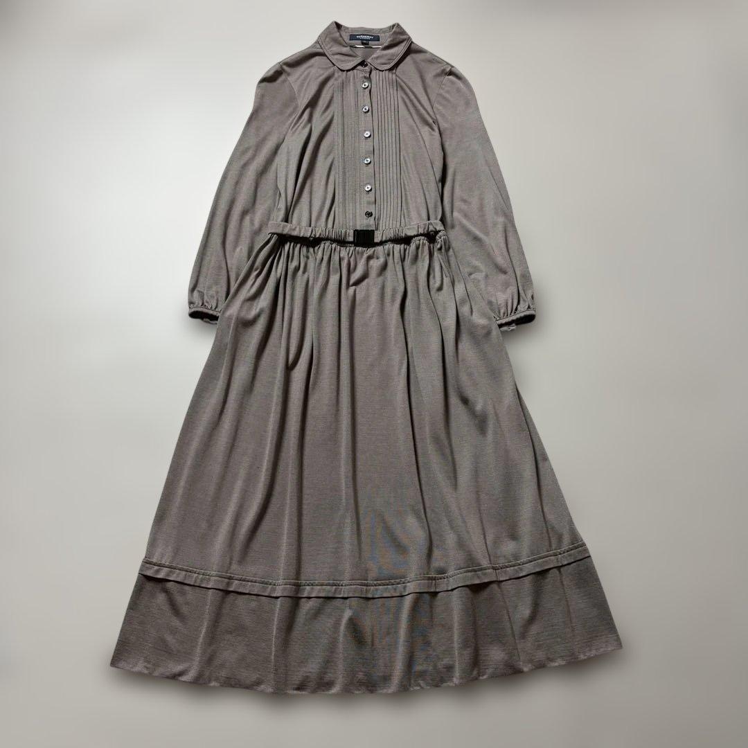 バーバリーロンドン ワンピース シルク混 胸タック