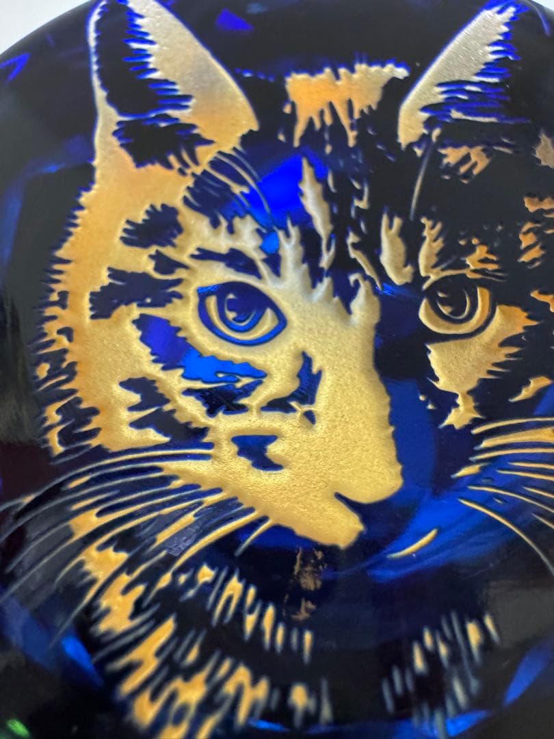 【坂上どうぶつ王国紹介】人気の深淵猫+七宝紋　可夜硝子　猫切子