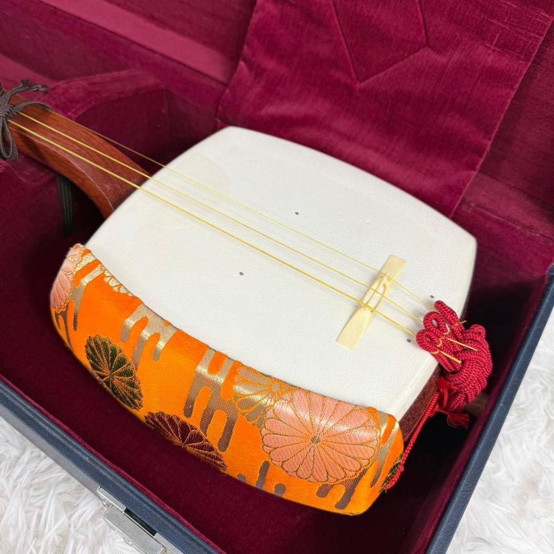 【高級品】三味線 地唄三味線 地歌 ハードケース 和楽器 中棹 正寸 818-4