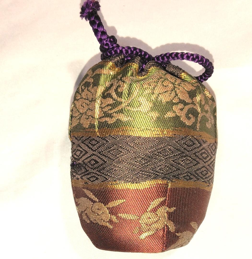 茶道具　高取焼　高取喜恵作　高取肩衝茶入　段織花兎文仕覆付　超美品！！