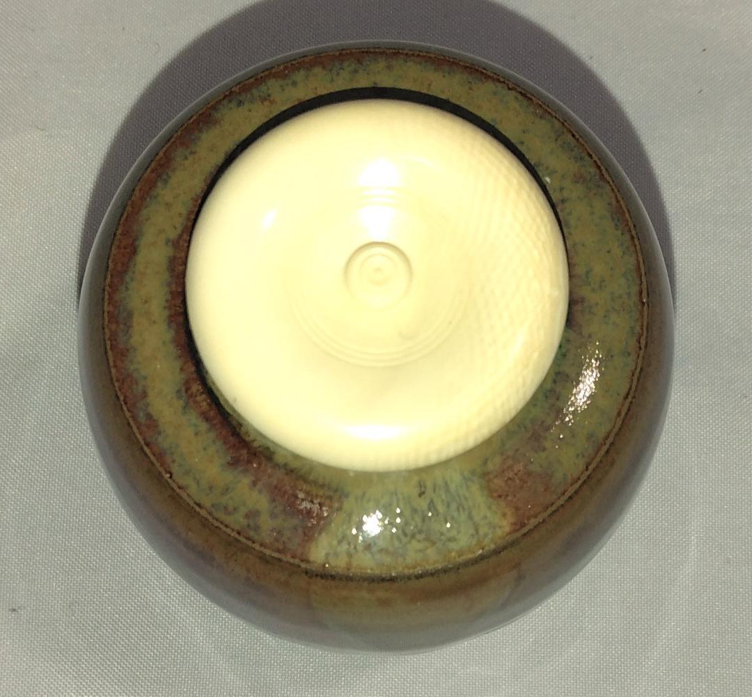 茶道具　高取焼　高取喜恵作　高取肩衝茶入　段織花兎文仕覆付　超美品！！