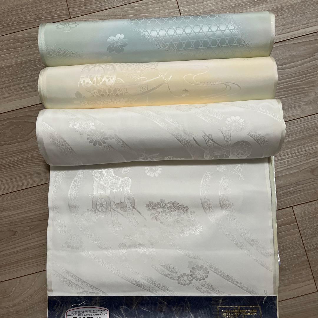 長襦袢　正絹反物　3反　淡いブルー　淡い黄色　白　半衿3枚おまけ