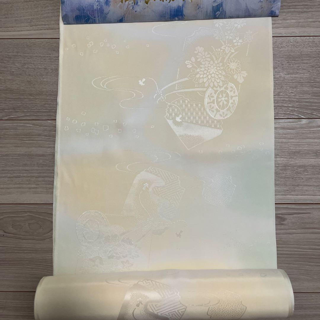 長襦袢　正絹反物　3反　淡いブルー　淡い黄色　白　半衿3枚おまけ