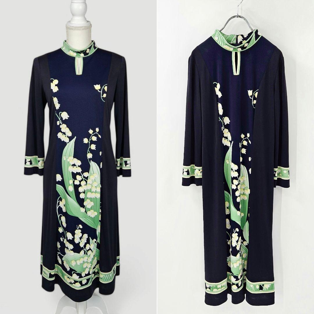 【試着のみ】レオナール　カンカン　ハイネック　ワンピース　フラワー　2023