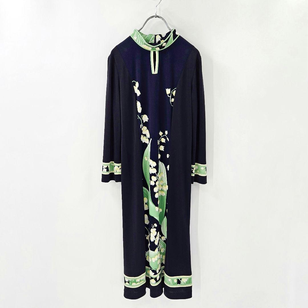 【試着のみ】レオナール　カンカン　ハイネック　ワンピース　フラワー　2023