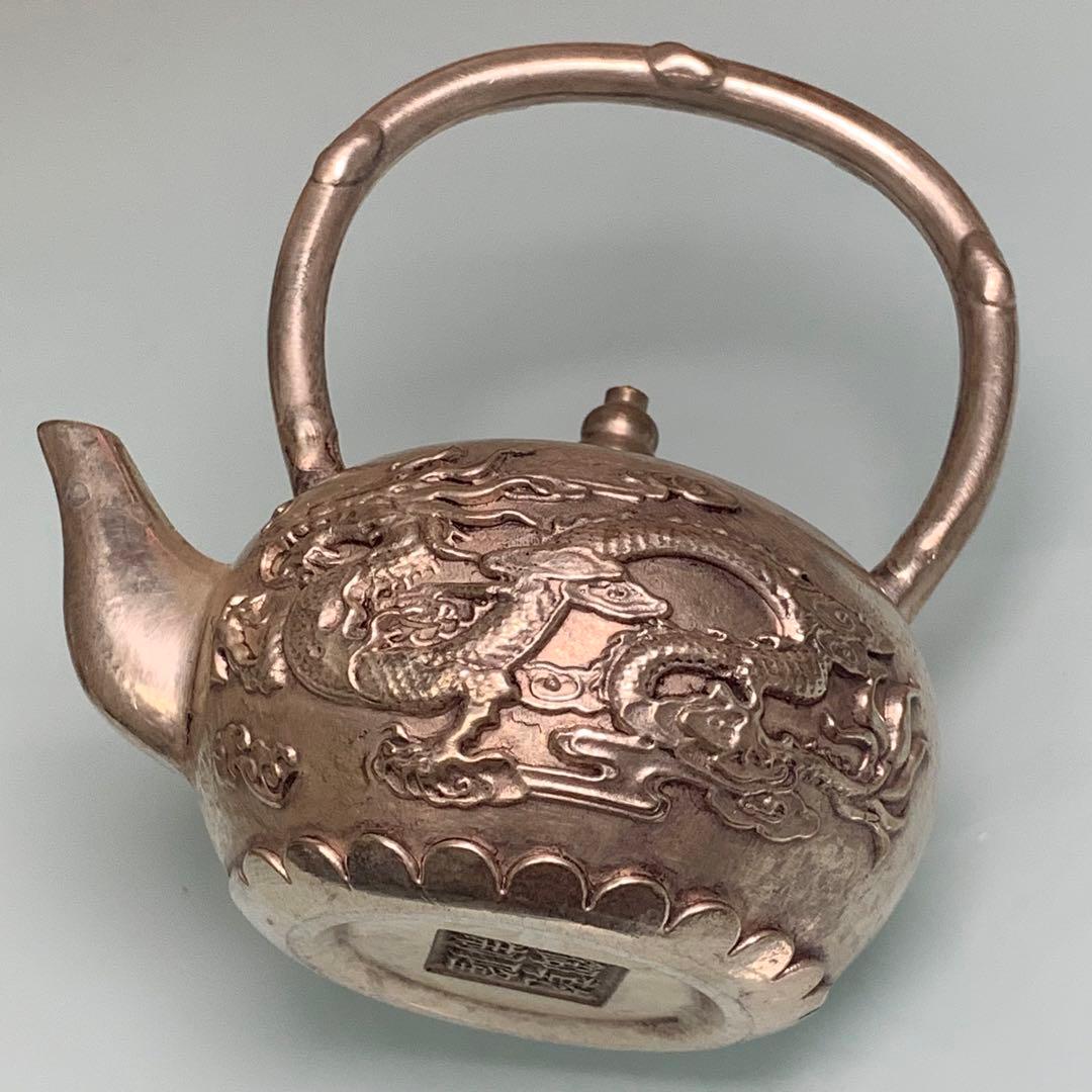 縁起物　茶壺 急須　銀龍鳳 インテリア　置物　時代物