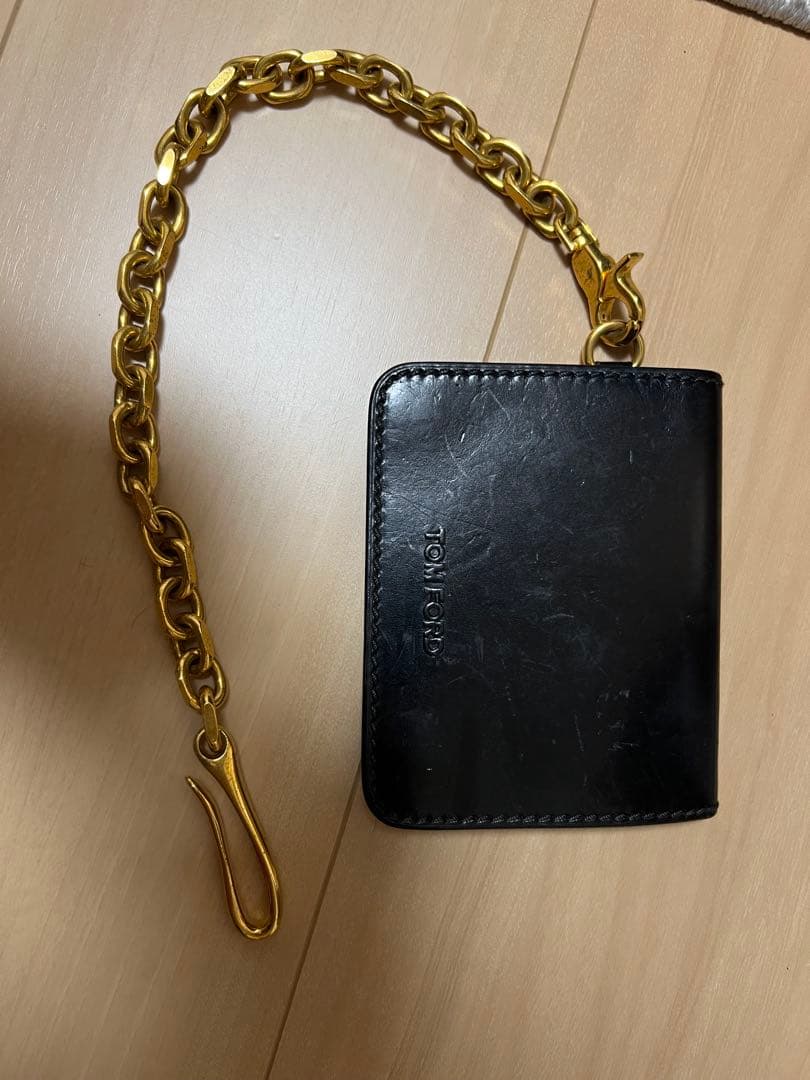 TOM FORD 二つ折り財布 チェーン付き 黒