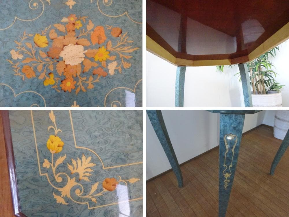 イタリア輸入家具　サイドテーブル　象嵌細工　ヨーロピアンクラシック