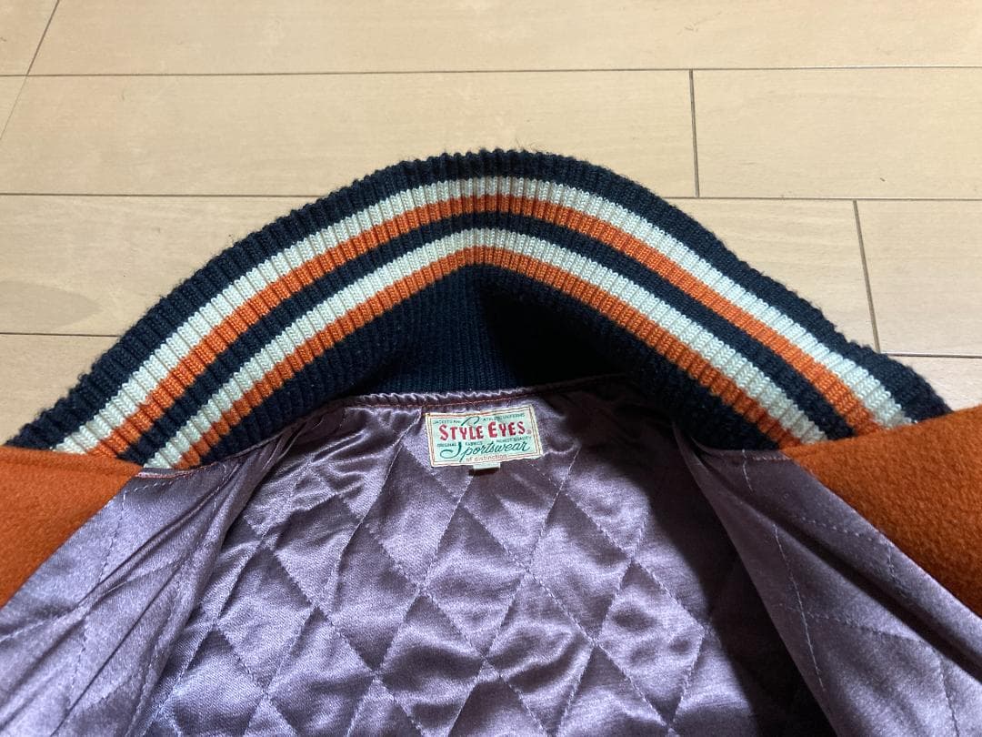 m*o様 スタイルアイズ フルデコ レザースタジャン 黒オレンジ サイズ40