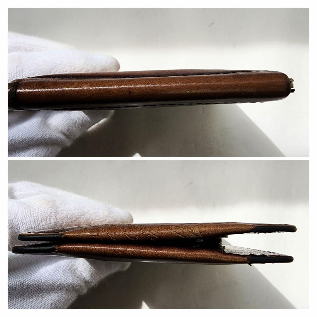 【良品】ベルルッティ カリグラフィ マネークリップ 折り財布 ブラウン系 レザー