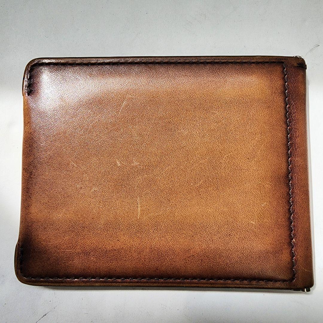 【良品】ベルルッティ カリグラフィ マネークリップ 折り財布 ブラウン系 レザー